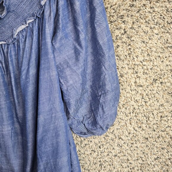 Lane Bryant Top Womens Plus 18/20 Blue Chambray Off The Shoulder Blouse Ladies - Picture 2 of 7